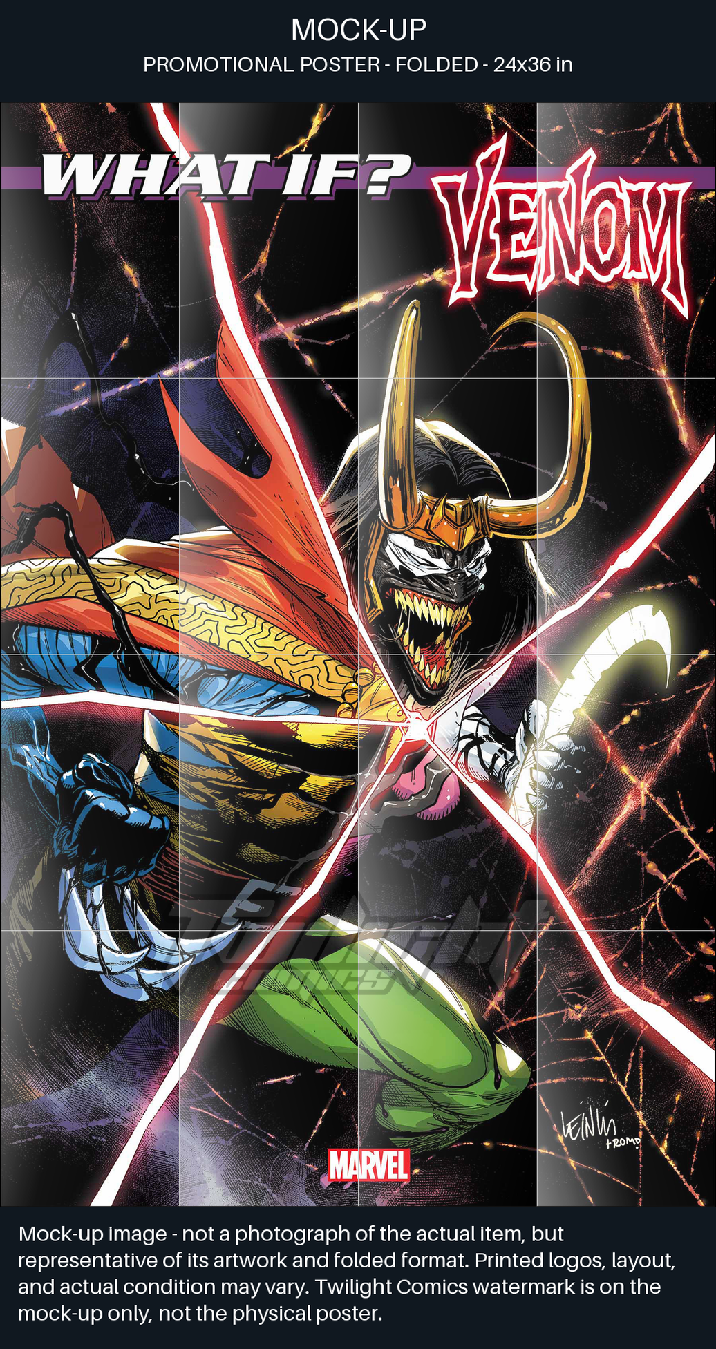 TaCOS standardized poster mock-up captions. Mock-up image—not a photograph of the actual item, but representative of its artwork and folded format. Printed logos, layout, and actual condition may vary. Twilight Comics watermark is on the mock-up only, not the physical poster. SHA256:231f9b86ac55fffcaa847e2f3df82bf1247917c0202b25575306c7c7f8079553