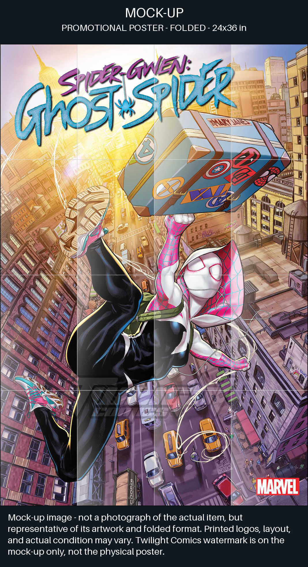 TaCOS standardized poster mock-up captions. Mock-up image—not a photograph of the actual item, but representative of its artwork and folded format. Printed logos, layout, and actual condition may vary. Twilight Comics watermark is on the mock-up only, not the physical poster. SHA256:39081820c8d0b32d279871fc05c0f47c6102ee1a83fef55c8327134c7317cb87