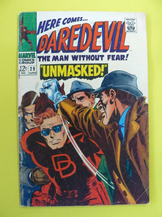 Daredevil #29 - Daredevil Unmasked - Stan Lee & Gene Colan -  G/VG - Marvel