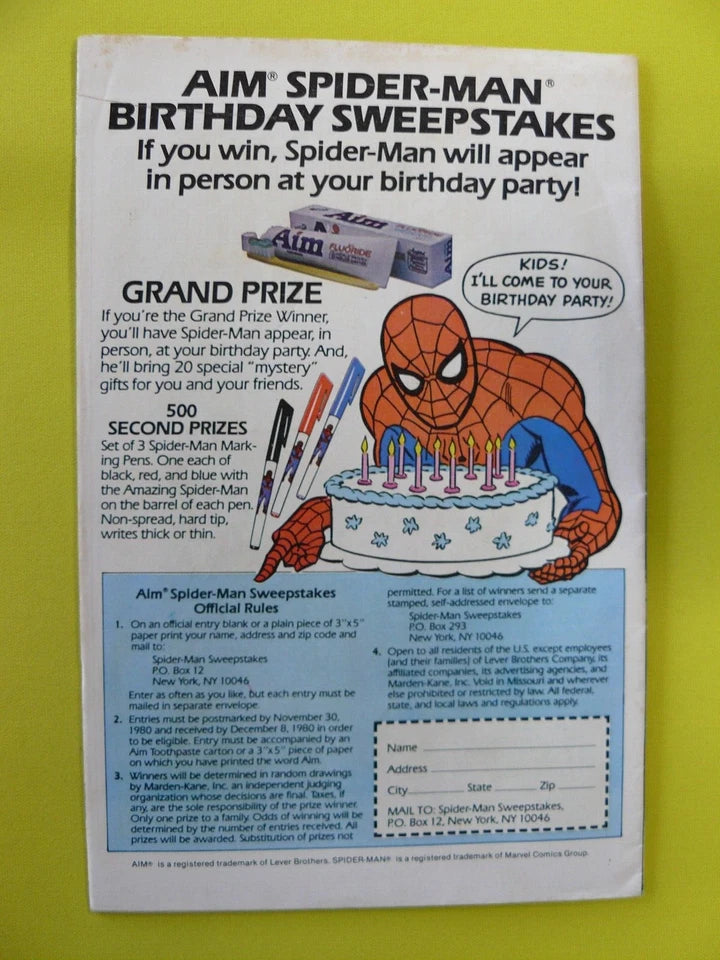 Amazing Spider-Man AIM Toothpaste Give-Away #1