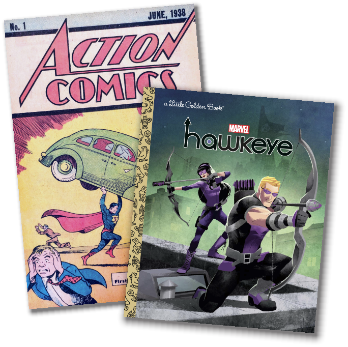 Action Comics #1 (1976 reprint) and Hawkeye LGB